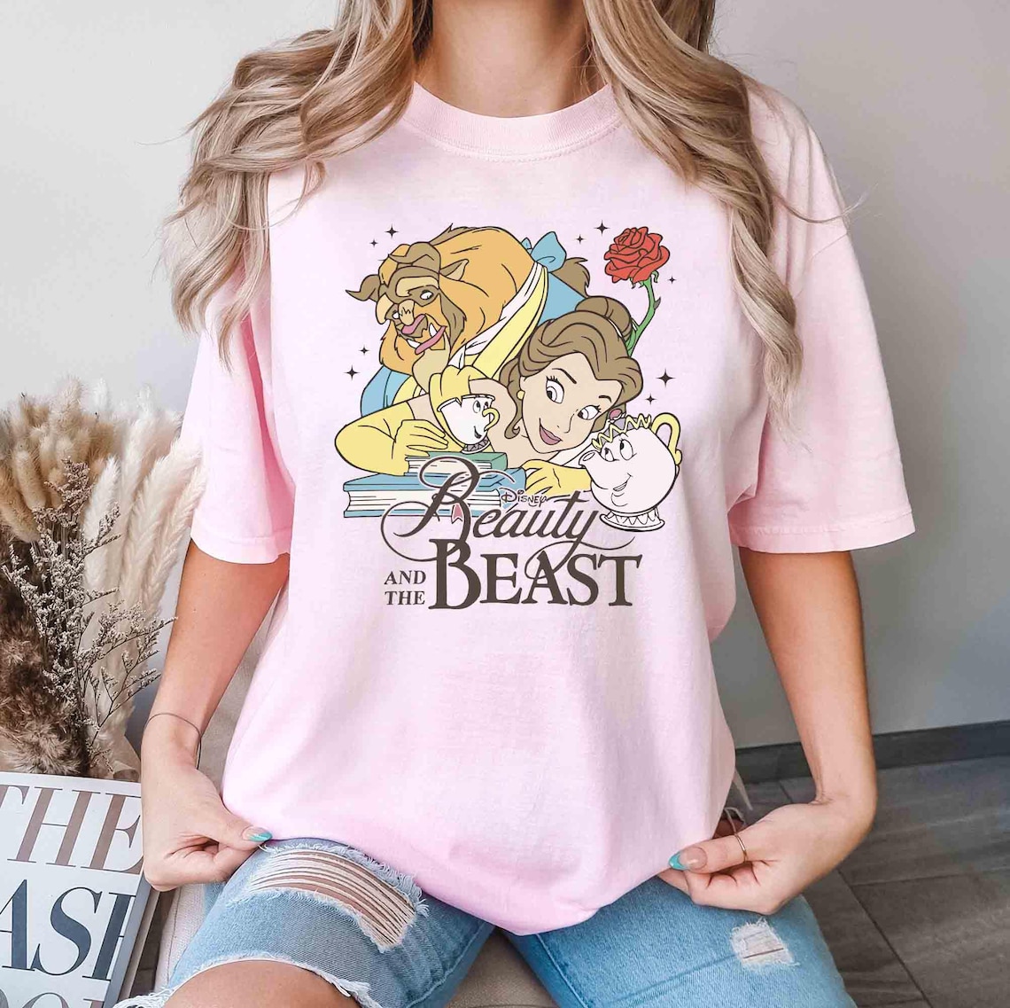 Retro Comfort Colors Beauty And The Beast T-Shirt, Disney Belle Princess Shirt, Disney Girl Trip 2025, Disney Princess Tee,Light Pink color,size S